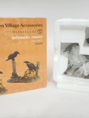 Retired Department 56 Halloween Village Accessories, Halloween Ravens